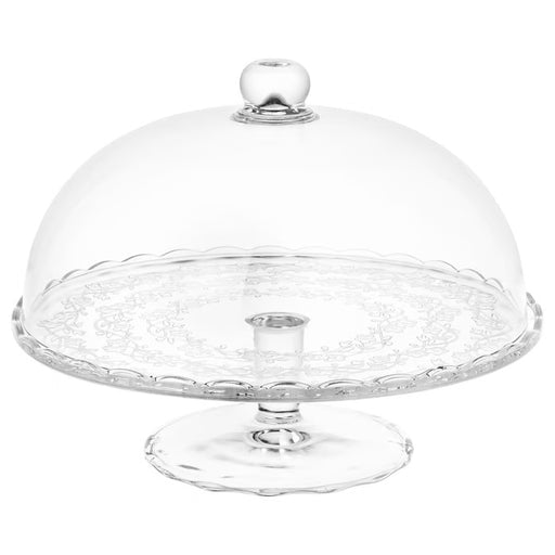 IKEA ARV BRÖLLOP clear glass serving stand with lid 29 cm on white background #701.926.61
