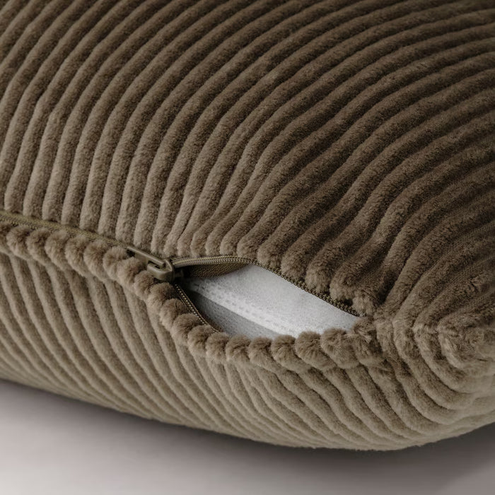 IKEA ÅSVEIG grey-brown cushion cover with concealed zip detail easy removal view