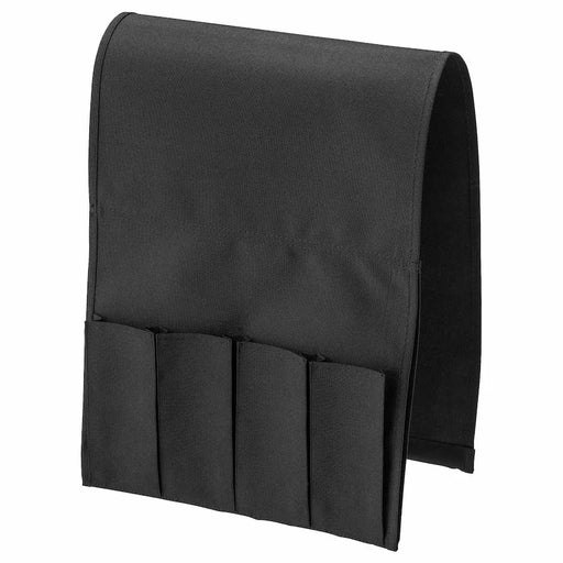  IKEA FLÖRT black remote control pocket draped over sofa armrest front view #00166905