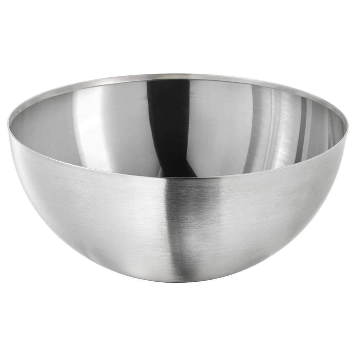 IKEA BLANDA BLANK Serving bowl, stainless steel, 20 cm with OSTBIT Serving tong, bamboo