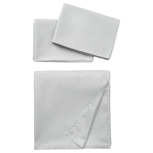  IKEA BÄRGLIM grey flat sheet and 2 pillowcase set, full bedding pack view #90621458