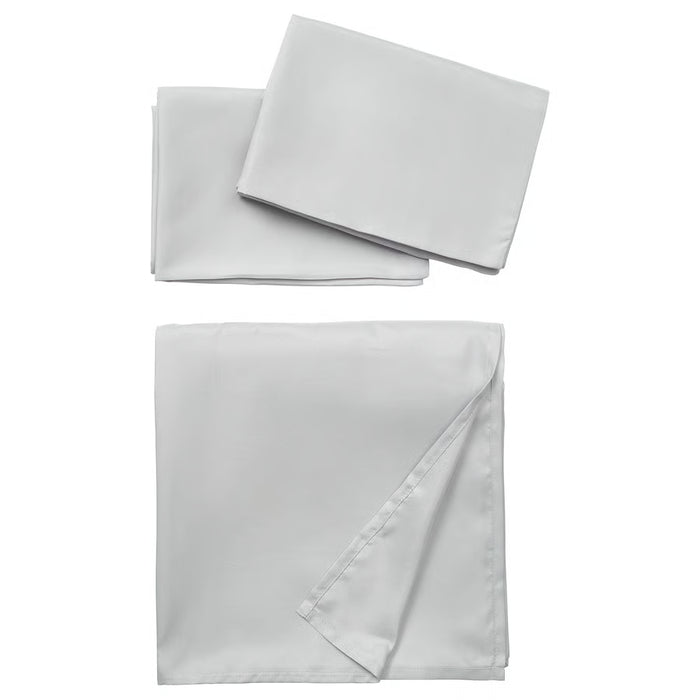  IKEA BÄRGLIM grey flat sheet and 2 pillowcase set, full bedding pack view #90621458