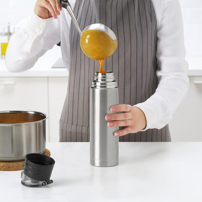 IKEA BÅGCIKLID Steel vacuum flask, silver-colour, 1 l (34 oz)