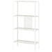 IKEA BAGGEBO white metal shelving unit with four mesh shelves minimalist design front view #60483873