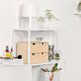 IKEA BAGGEBO white shelving unit used as kids storage with wooden drawers toys and lamp in children's room