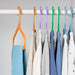 Close-up of colorful BAGIS children's hangers, lightweight and durable.