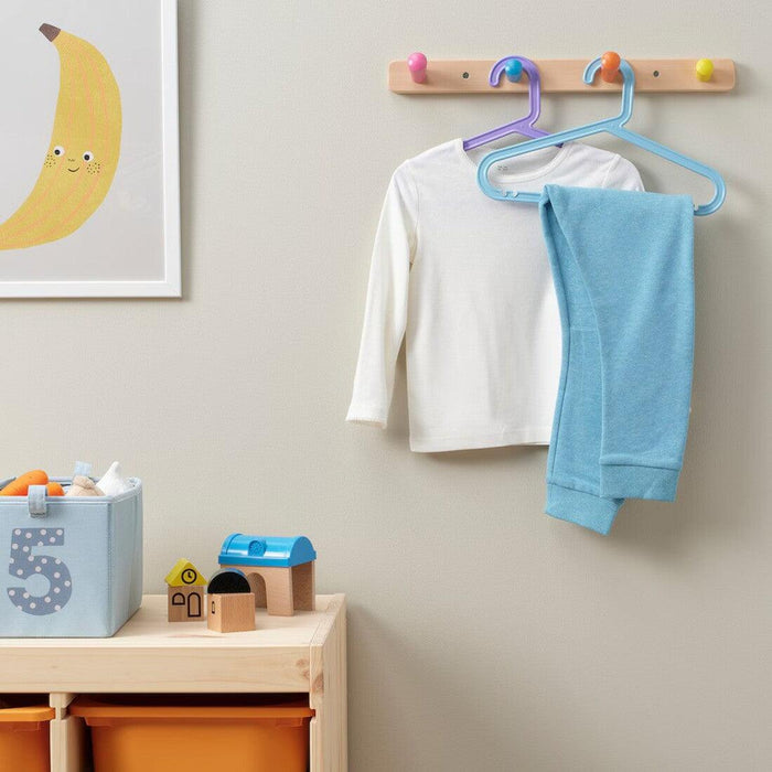 IKEA FLISAT Knob Rack with 4 knobs with Children's Coat-Hanger, Mixed Colours