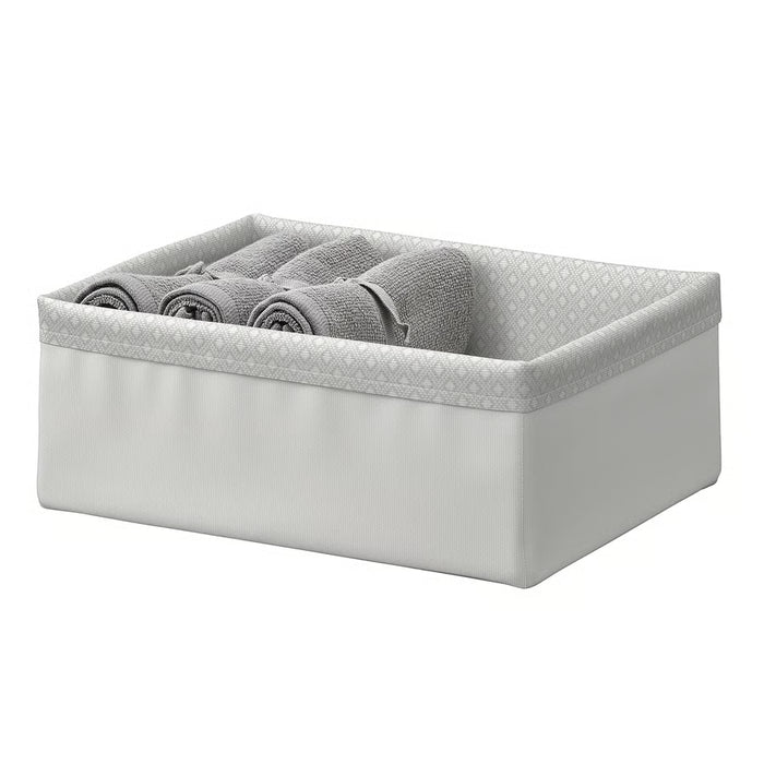 IKEA BAXNA grey fabric organiser with multiple compartments top view recycled polyester