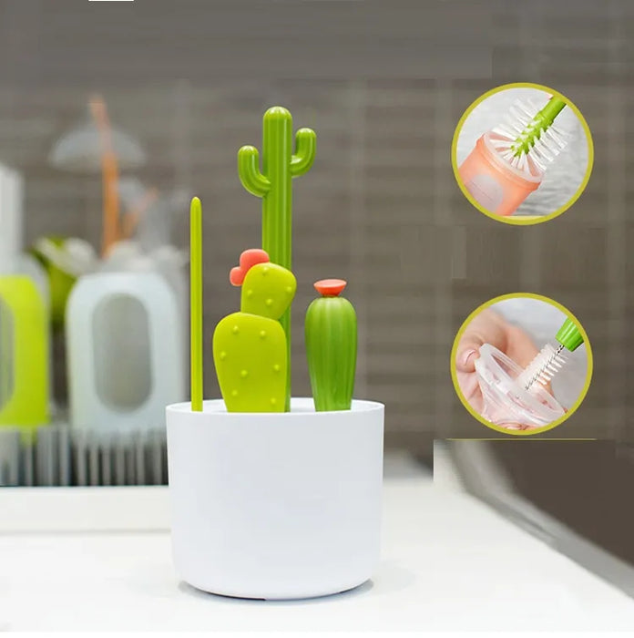 Multifunctional kitchen brush set with cactus design – Scrubs hard-to-reach areas effortlessly
