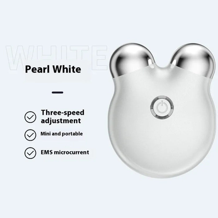 Microcurrent face slimming device with metal rollers contouring cheekbones