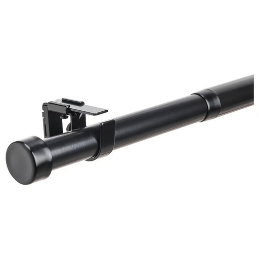  IKEA BEKRÄFTA black curtain rod set adjustable 120–210 cm steel epoxy coated with finials and brackets #10489684