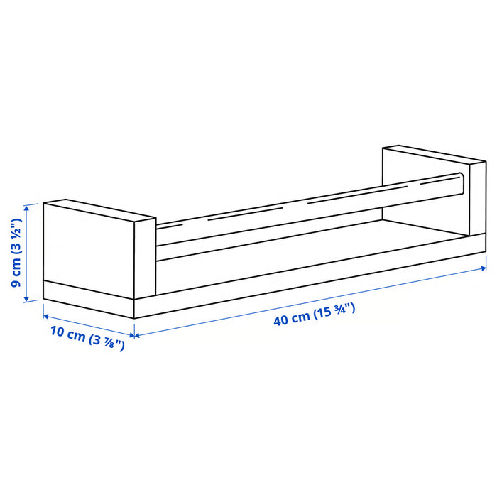  Illustrated dimension diagram of IKEA BEKVÄM spice rack showing 40cm width, 10cm depth, 9cm height