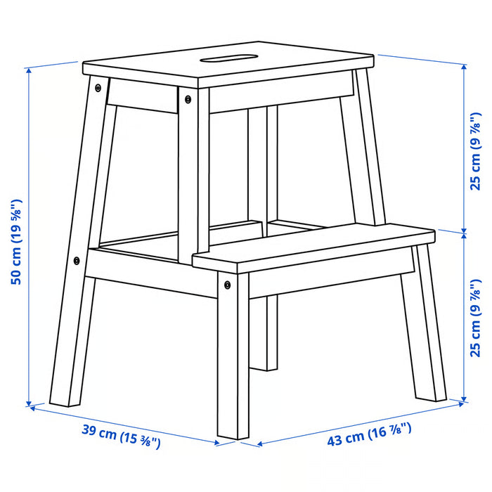 IKEA BEKVÄM step stool aspen flat-pack product shot showing full stool against plain background