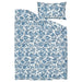 IKEA BITTERSÖTA duvet cover and pillowcase set, white with blue bird print, flat lay