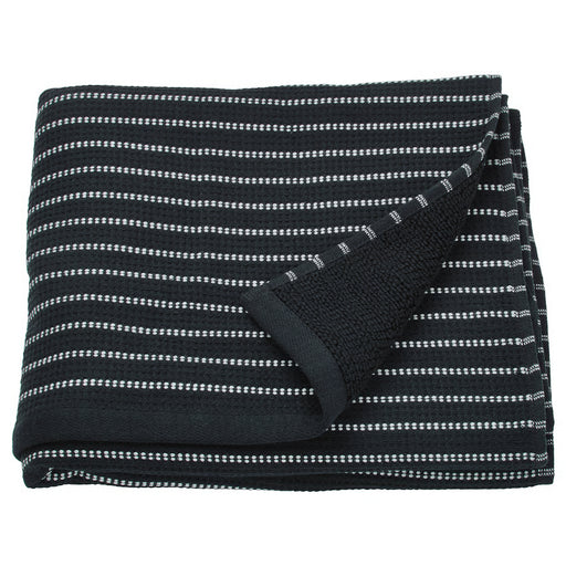 IKEA BROKGINST folded bath towel black waffle-stripe cotton texture #30614408