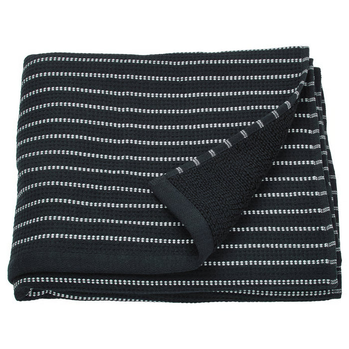 IKEA BROKGINST folded bath towel black waffle-stripe cotton texture #30614408