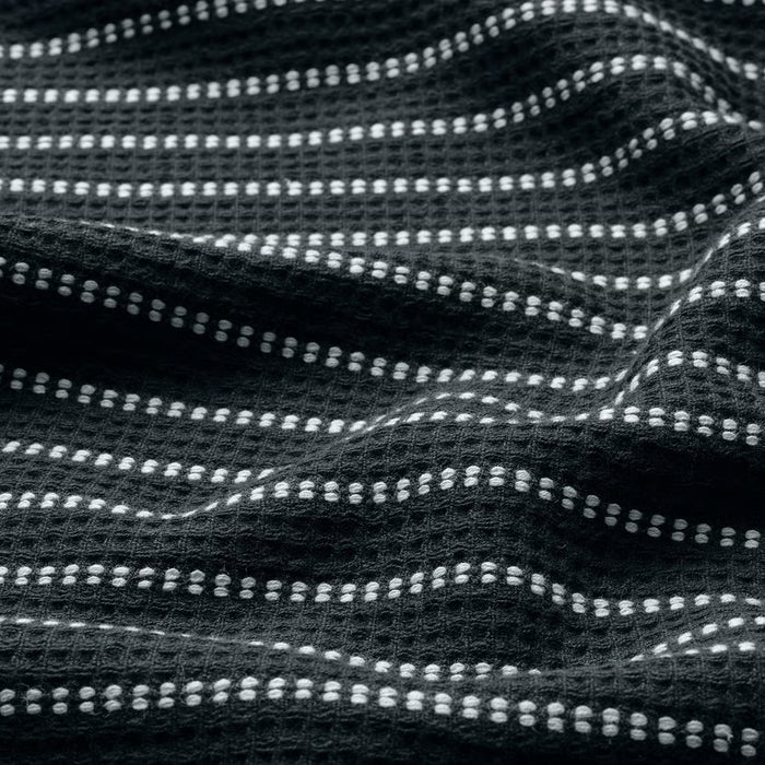 Close-up of IKEA BROKGINST black waffle-weave towel showing detailed cotton texture