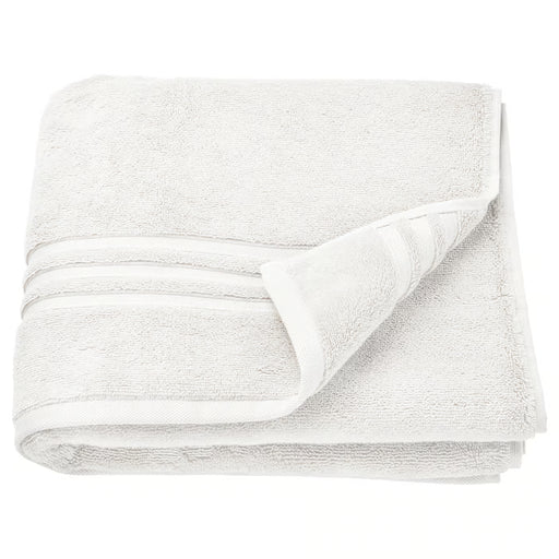 IKEA BROKGLIM white organic cotton bath towel folded with woven border, 70x140 cm #90612034
