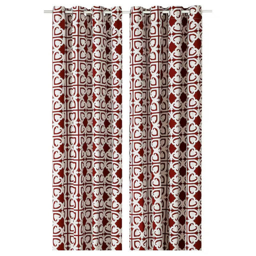 IKEA BUKETTSPIREA curtains in red floral pattern, 1 pair, 145x150 cm (57x59 inches). Adds vibrant floral design to any room-70488610