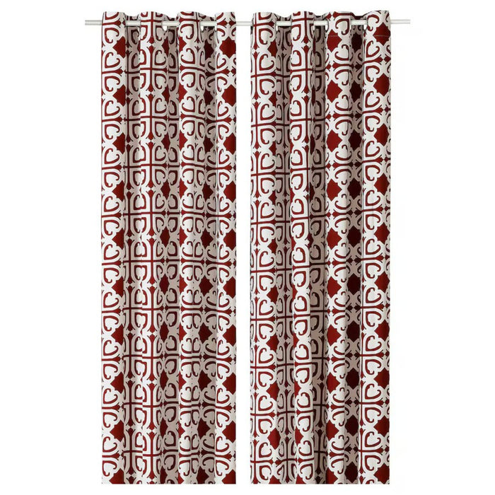 IKEA BUKETTSPIREA curtains in red floral pattern, 1 pair, 145x150 cm (57x59 inches). Adds vibrant floral design to any room-70488610