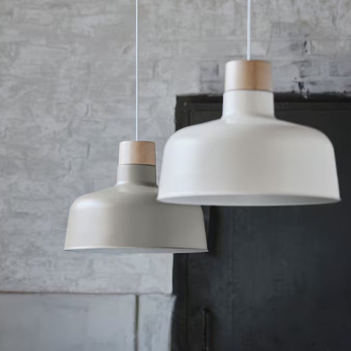 IKEA BUNKEFLO Pendant Lamp with beige and birch finish, 36 cm (14 inches), in a modern interior 70510791