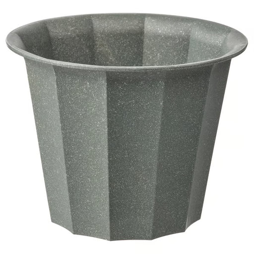 IKEA BUSKVERK plant pot grey 9cm recycled plastic ribbed planter product view #70544456
