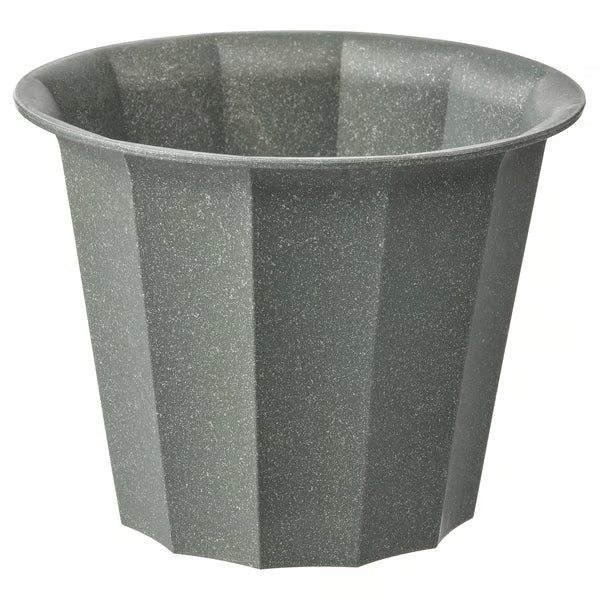 IKEA BUSKVERK plant pot grey 9cm recycled plastic ribbed planter product view #70544456