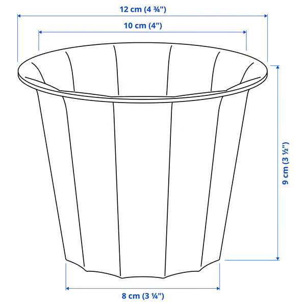  IKEA BUSKVERK plant pot dimensions diagram height 9cm outside diameter 12cm