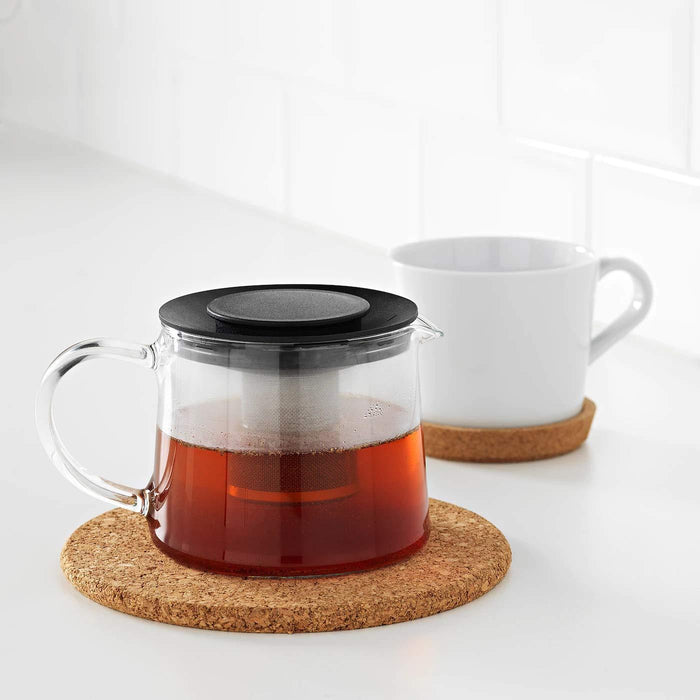 IKEA RIKLIG Cofee/Tea pot, 1.5 l ( 1 unit ) with IKEA FÄRGKLAR Mug, Glossy Beige, 37 cl ( pack of 4 )