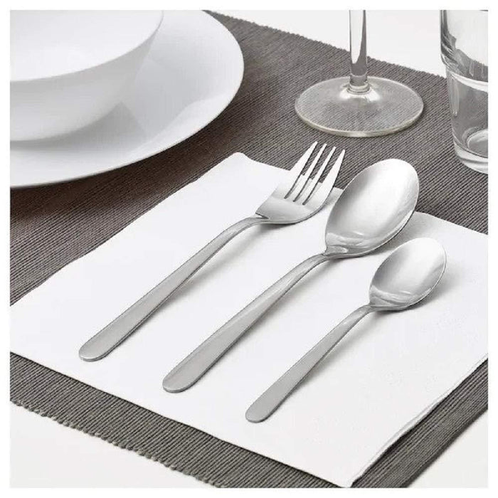 IKEA MOPSIG12-piece cutlery set with VIPPSTARR Napkin striped pattern red/natural30x30 cm