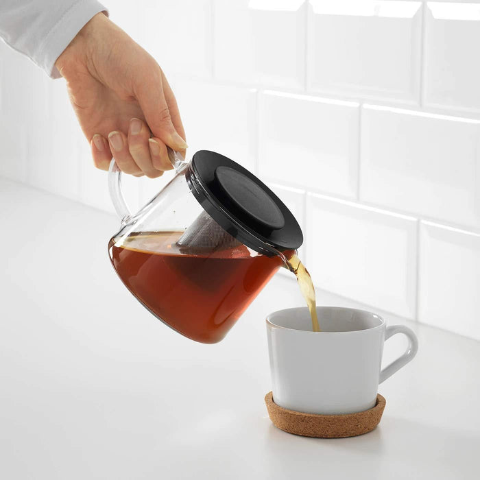 IKEA Glass Teapot with Stainless Steel Infuser 1.5 l and Cup with Saucer 200 ml