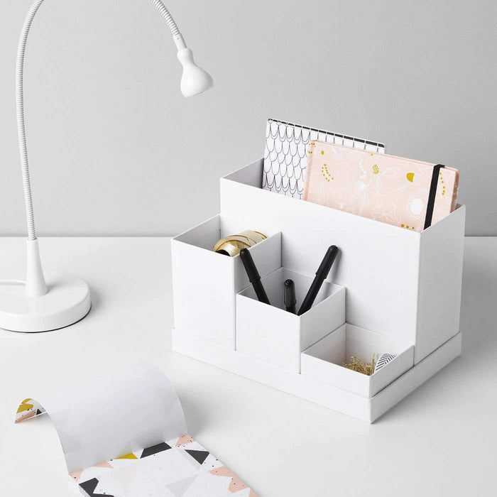 IKEA Magazine file set of 2, white with Desk organiser, white, 18x17 cm