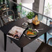  IKEA CHOKLADHAJ wood organiser styled on small dining table with plate glasses and plant by window