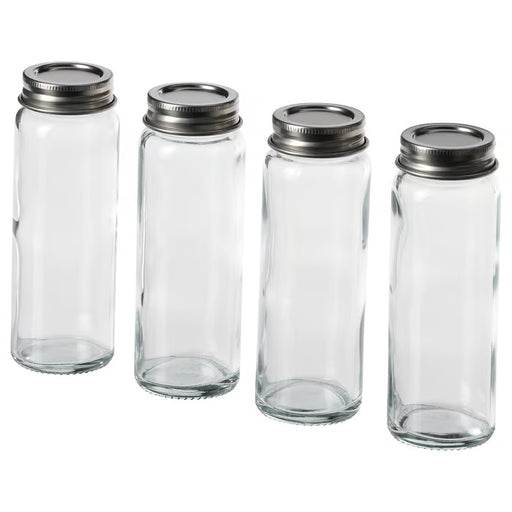 IKEA CITRONHAJ clear glass spice jars set of 4 with stainless steel lids white background #40553206