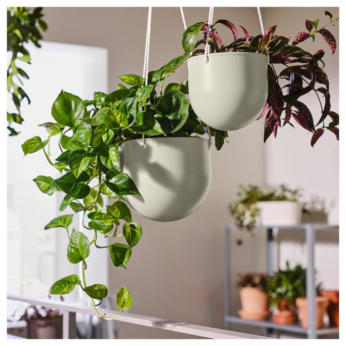 Pair of IKEA DAKSJUS Hanging Planters in Light Grey-Beige-00568889