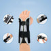 An orthopedic wrist support with an aluminum plate for immobilization and injury recovery.