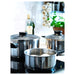 IKEA ANNONS Cookware Set in Kitchen, Showing Stainless Steel Pots with Tempered Glass Lids-ANNONS 3-Piece Cookware Set