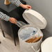 Large DIMPA sorting bag in light grey-beige, 50 liters, includes lid for secure and dust-free storage.