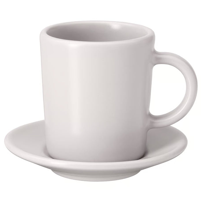 IKEA DINERA beige espresso cup and saucer matt-glazed stoneware front view #20429642