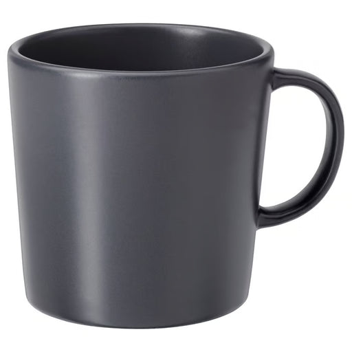 IKEA DINERA dark grey stoneware mug 30cl front view matt glaze finish #10362821