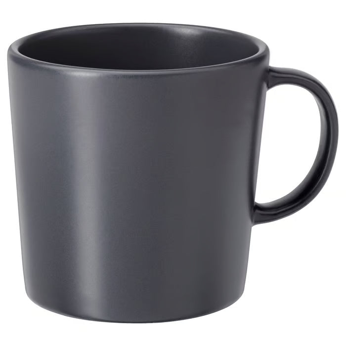 IKEA DINERA dark grey stoneware mug 30cl front view matt glaze finish #10362821
