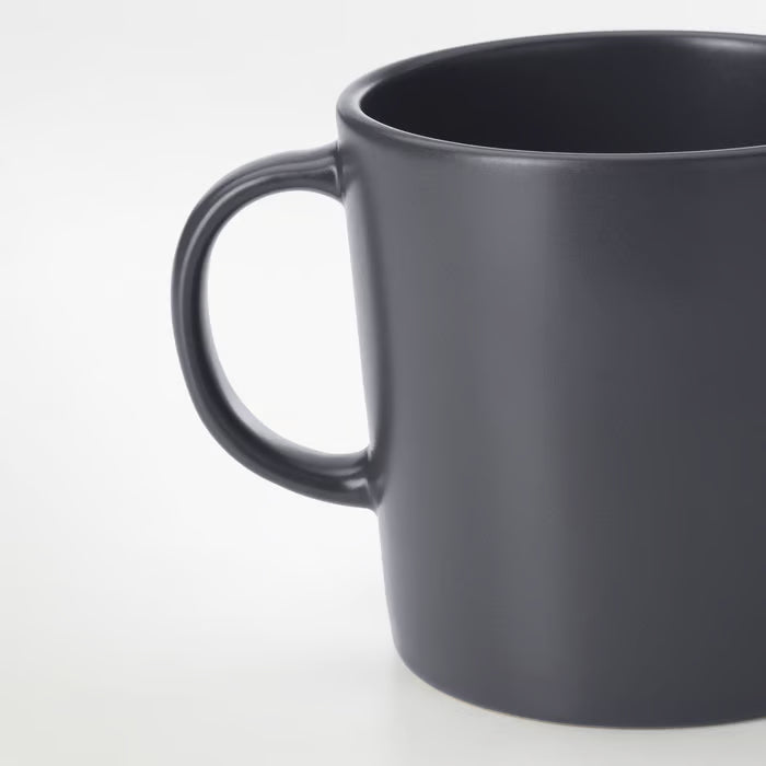  IKEA DINERA dark grey mug side angle showing handle and stoneware texture