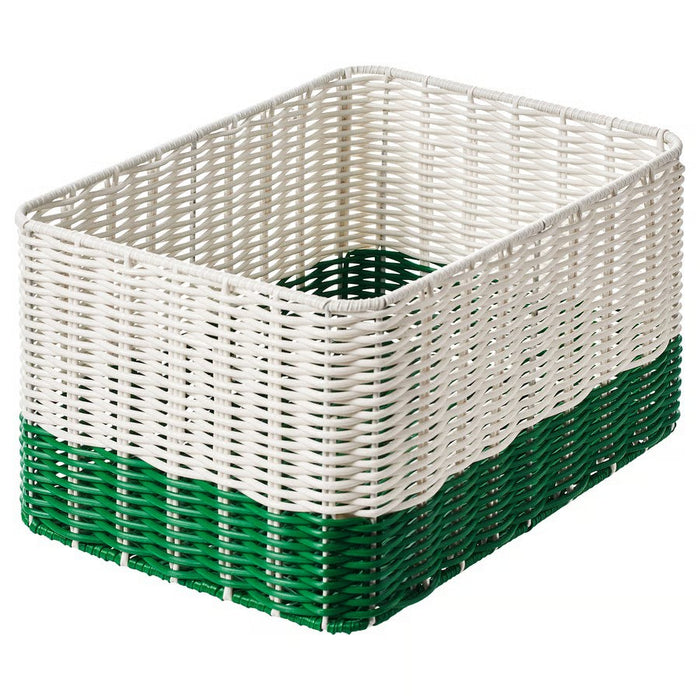 IKEA DJURTRÄNARE Basket, white/green, 25x35x19 cm (9 ¾x13 ¾x7 ½ ")