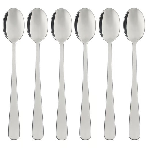  IKEA DRAGON stainless steel spoons set of 6 arranged in a row silver finish 17cm #50177591