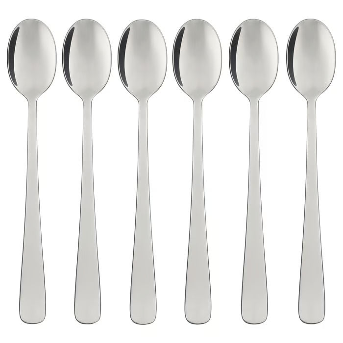  IKEA DRAGON stainless steel spoons set of 6 arranged in a row silver finish 17cm #50177591