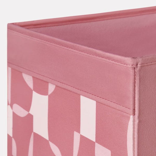 Decorative fabric box in pink/white pattern, 33x38x33 cm-80566645