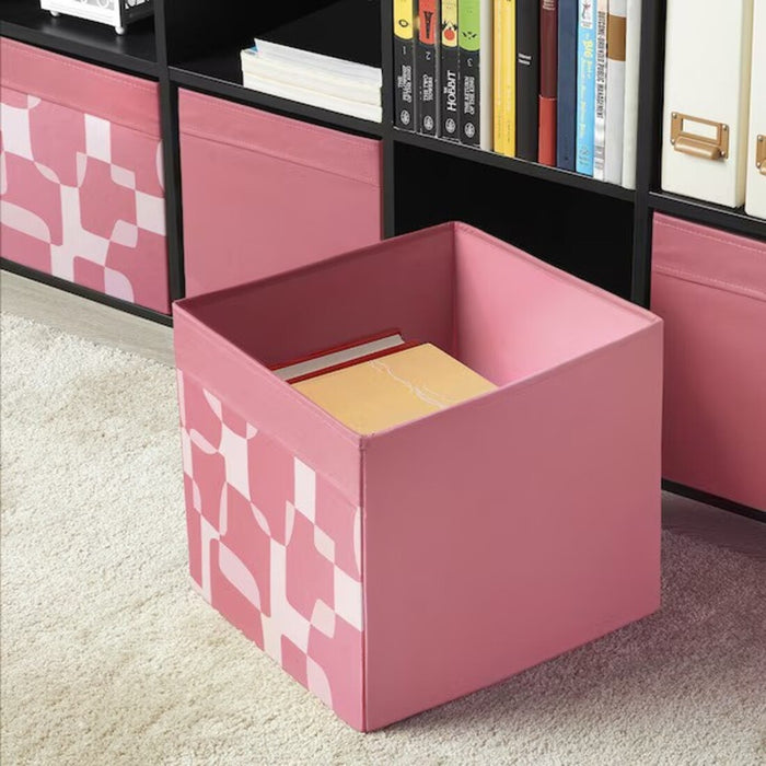 Patterned storage cube in pink/white, 33x38x33 cm-80566645