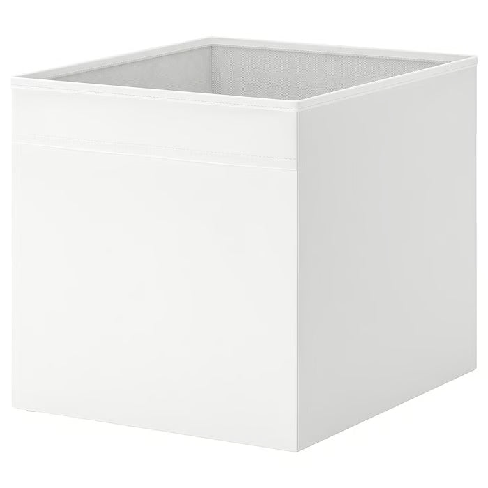 IKEA DRÖNA white fabric storage box open top square design minimalist front view #70262828