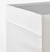 Close-up corner of IKEA DRÖNA white fabric box showing neat stitching and sturdy construction