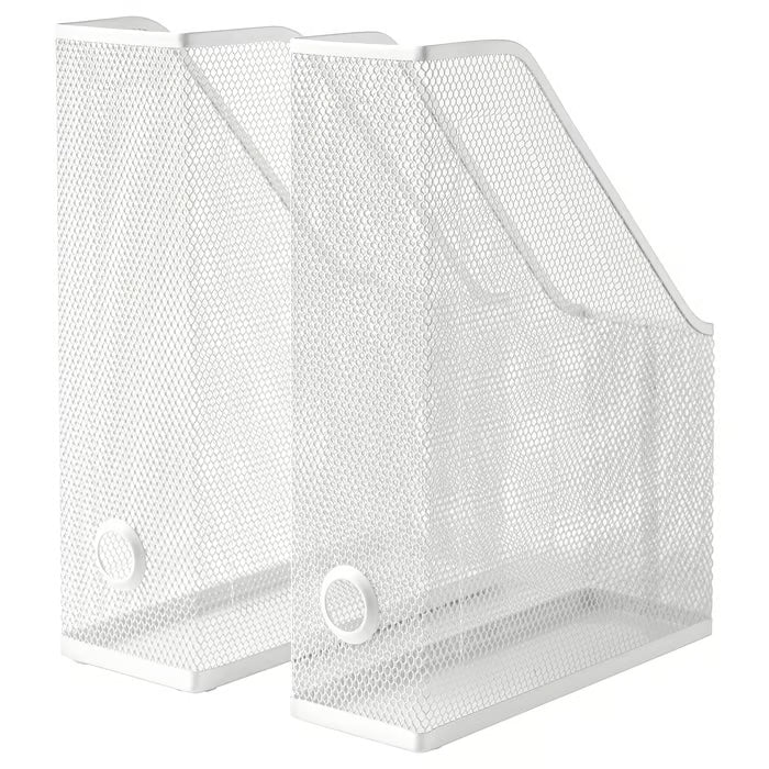 IKEA DRÖNJÖNS magazine file white metal mesh set of 2 desk organizers for office storage #80439695